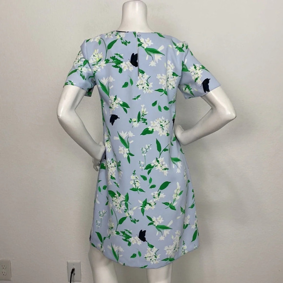 Ann Taylor Multicolor Floral Jewel Neck Flutter Sleeve Dress Size 2 - Picture 6 of 9